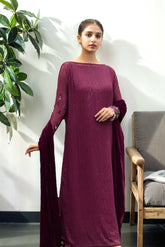 Tiffany: Magenta Long Dress With Hand Embellishment - 464